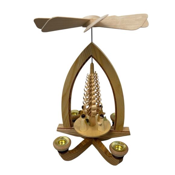 German Christmas Candle Pyramid Wood Windmill Choir Hand Made - Picture 7 of 10